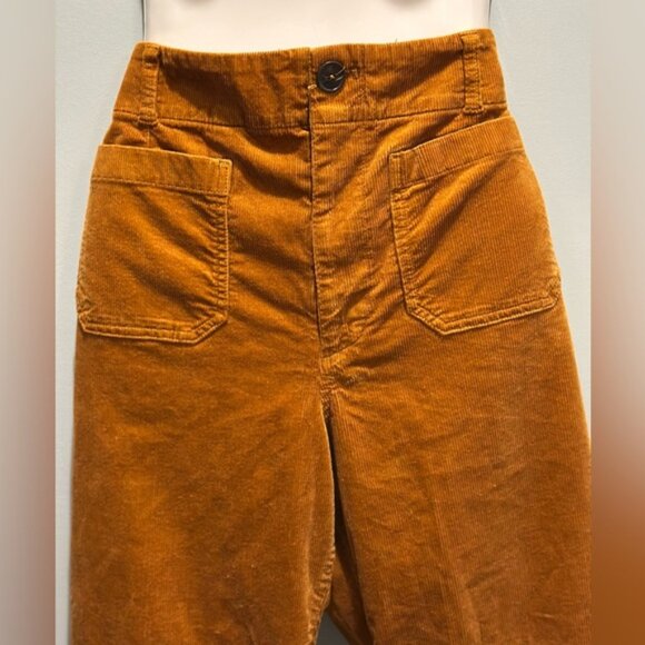 Maeve Anthropologie The Colette Corduroy Crop Wide Leg pants Size 32 Caramel - Picture 6 of 16